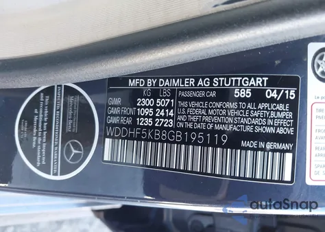 2016 Mercedes-Benz E 350 из США, поврежденный, VIN WDDHF5KB8GB195119